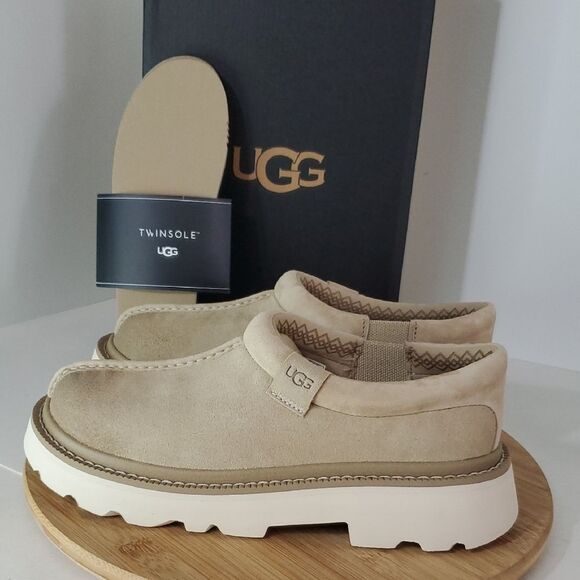 UGG Tasman Lug Slipper Loafer Shoes MEN US 8/ EU 41 Suede Twinsole Mustard Seed - Picture 6 of 14